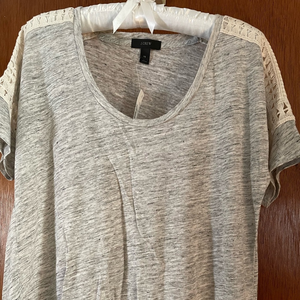 J Crew grey linen top, size XS, NWT